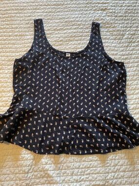 Women's Black Floral Peplum Tank Top